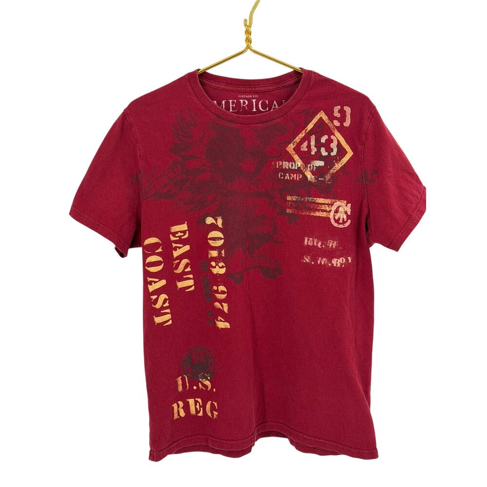 American Eagle Red Graphic T-Shirt - Men's XL - Vintage Fit